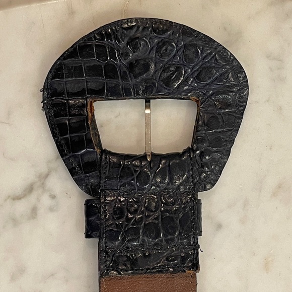 Vintage Michael Rose Embossed Croc Wide Leather Belt - Picture 4 of 6